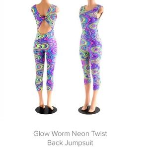 Coquetry!!  Glow Worm Neon Twist Back Jumpsuit!!